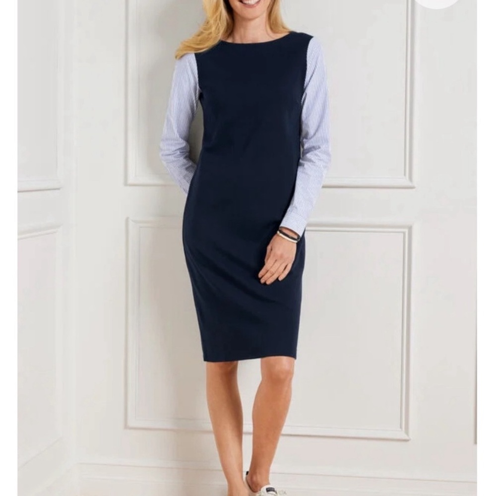Talbots Stripe Interlock Cotton Shift Dress